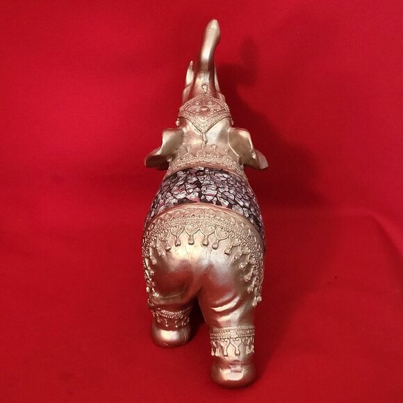 Golden Standing Elephant Trunk Up Figurine - Picture 6 of 14
